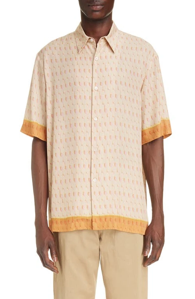 Dries Van Noten Clasen Print Twill Camp Shirt Light Pink Multi at Nordstrom, Us