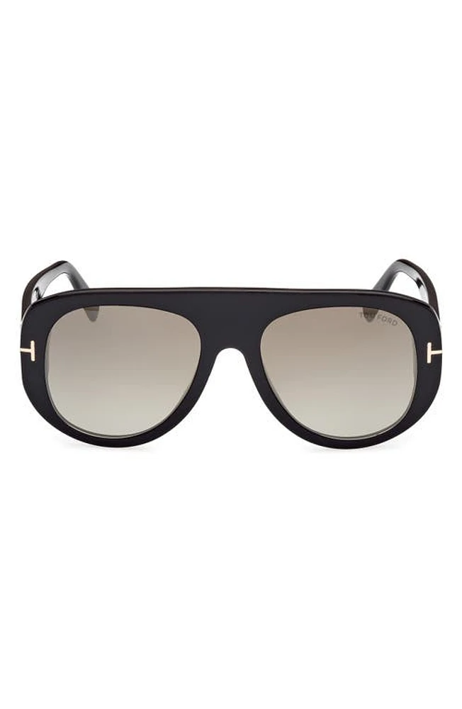 TOM FORD Cecil 55mm Pilot Sunglasses in Shiny Black /Brown Mirror at Nordstrom