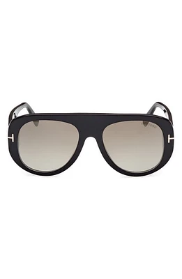 TOM FORD Cecil 55mm Pilot Sunglasses in Shiny Black /Brown Mirror at Nordstrom