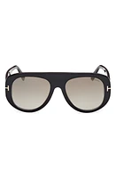 TOM FORD Cecil 55mm Pilot Sunglasses in Shiny Black /Brown Mirror at Nordstrom