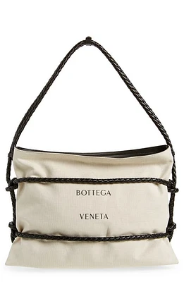 Bottega Veneta Quadronna Canvas & Leather Tote in Natural/Black-Silver at Nordstrom