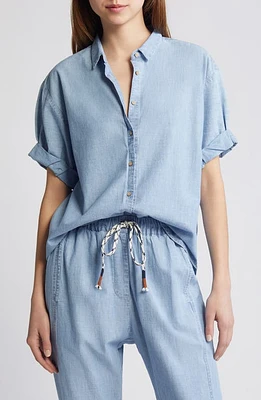 XÍRENA Channing Chambray Button-Up Shirt Dusty Blue at Nordstrom,