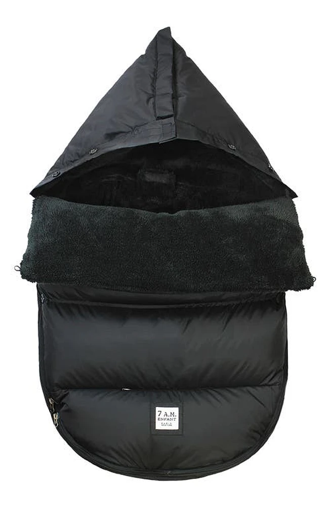 7 A. M. Enfant PlushPOD Fleece Lined Water Repellent Car/Seat Stroller Bunting in Black Plush at Nordstrom