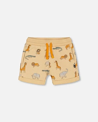 Deux Par Deux Baby Boy's French Terry Short Beige Printed Jungle Animal at Nordstrom