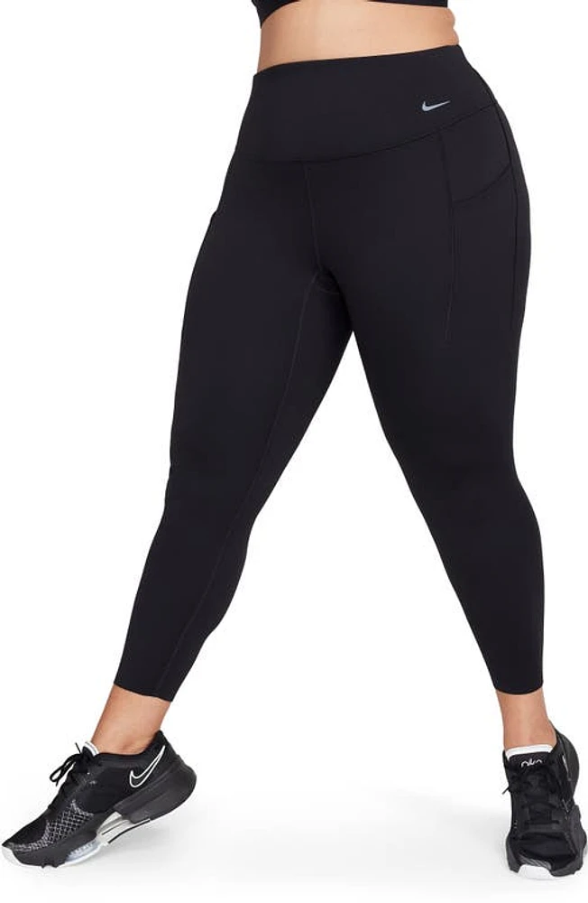 Nike Universa Medium Support High Waist 7/8 Leggings Black/Black at Nordstrom,