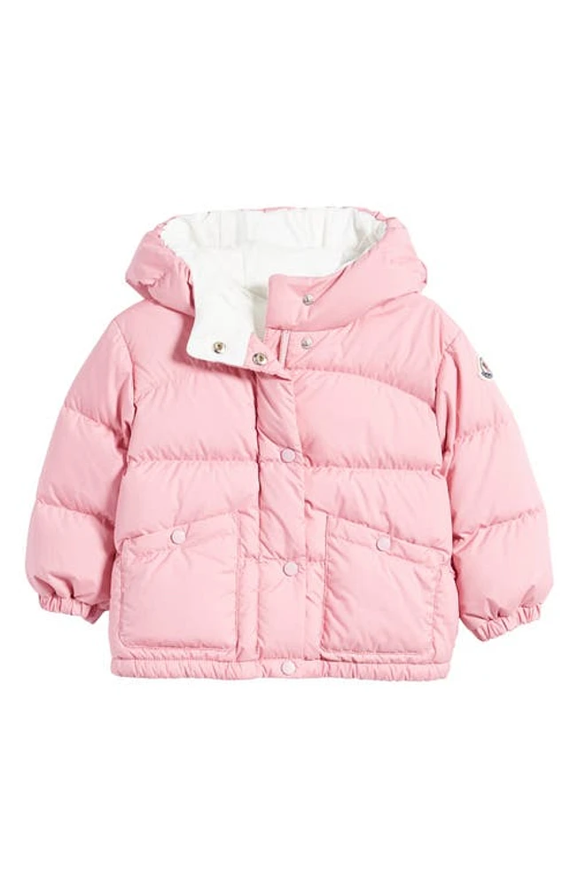 Moncler Kids' Ebre Logo Patch Down Puffer Jacket Pink at Nordstrom,