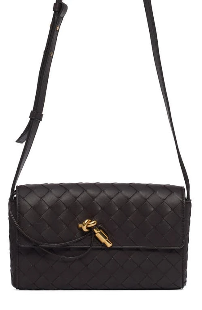 Bottega Veneta Mini Intrecciato Leather Crossbody Bag in 2190 Fondant-M Brass at Nordstrom