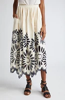 Ulla Johnson Annisa Embroidered Linen Blend Maxi Skirt Porcelain at Nordstrom,