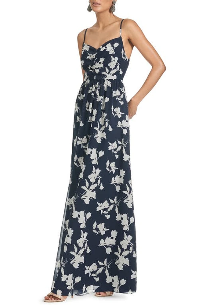 Sachin & Babi Sienna Floral Chiffon Gown Navy Venetia Petal at Nordstrom,