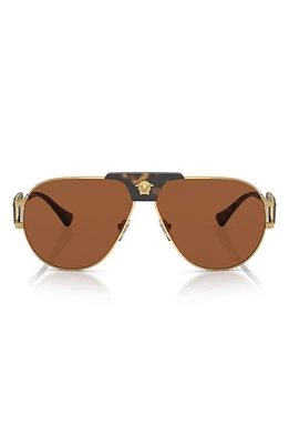 Versace 63mm Oversize Pilot Sunglasses in Dark Brown at Nordstrom