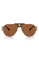 Versace 63mm Oversize Pilot Sunglasses in Dark Brown at Nordstrom