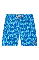 Tom & Teddy Kids' Turtle Print Swim Trunks Blue Ice Green at Nordstrom,