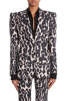 TOM FORD Leopard Print Hopsack Blazer Chalk/Black at Nordstrom, Us