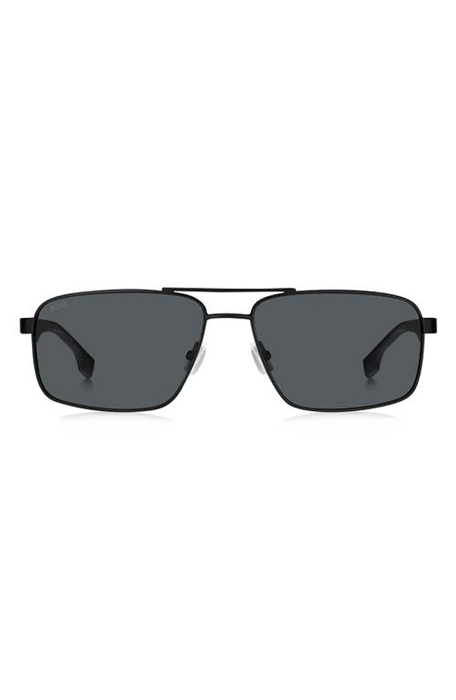 BOSS 59mm Aviator Sunglasses in Matte Black Grey at Nordstrom