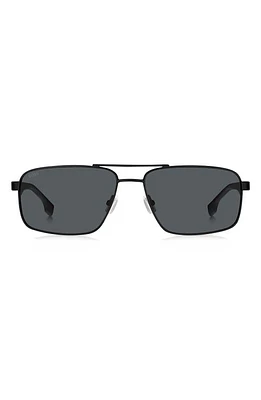 BOSS 59mm Aviator Sunglasses in Matte Black Grey at Nordstrom