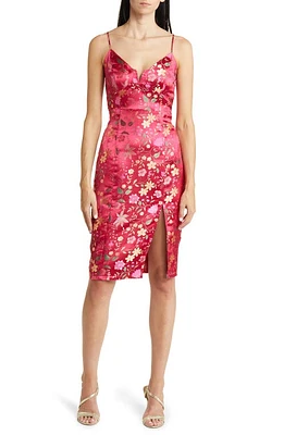 bebe Floral Jacquard Satin Cocktail Dress Rose at Nordstrom,