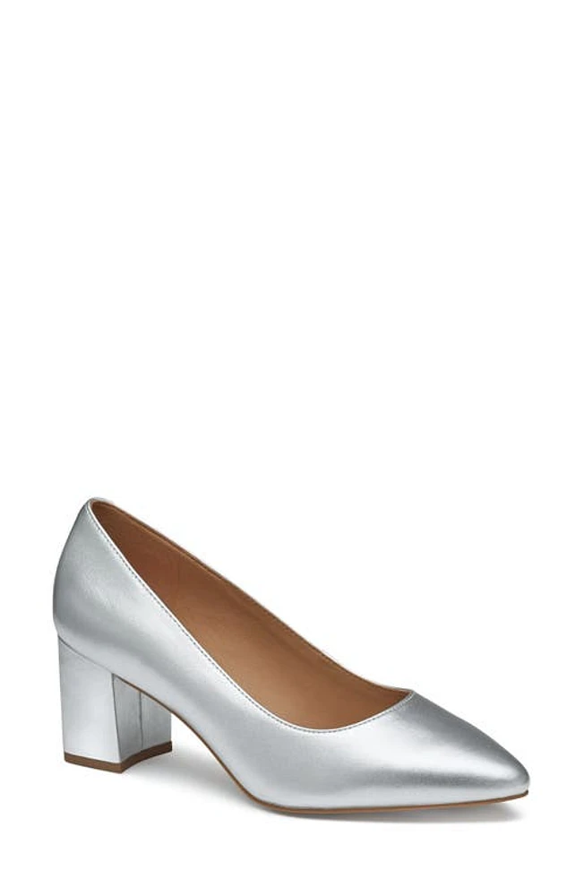 Johnston & Murphy Vicki Block Heel Pump Silver Metallic Sheepskin at Nordstrom,