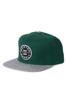 Brixton Oath III Snapback Baseball Cap in Pine Needle/Dark Heather Grey at Nordstrom