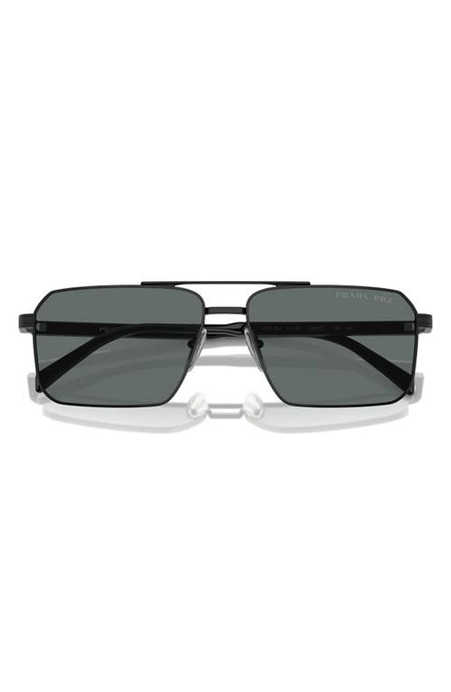 Prada 58mm Polarized Rectangular Sunglasses in Black at Nordstrom