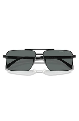 Prada 58mm Polarized Rectangular Sunglasses in Black at Nordstrom