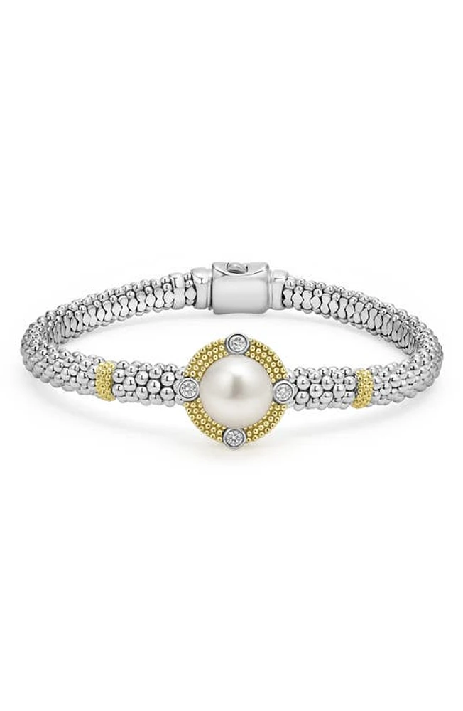 LAGOS Luna Freshwater Pearl & Diamond Lux Rope Bracelet in Silver at Nordstrom