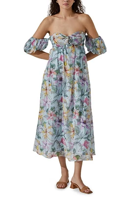 ASTR the Label Floral Off Shoulder Midi Dress Tropical at Nordstrom,