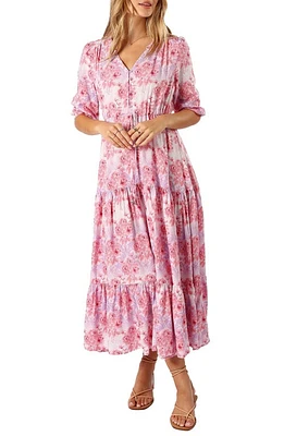 Petal & Pup Kelda Floral Tiered Maxi Dress Pink/Purple at Nordstrom,