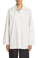 The Row Rigel Oversize Cotton Button-Up Shirt in Shell at Nordstrom, Size Medium