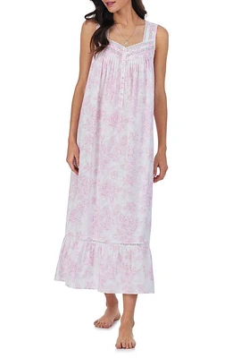 Eileen West Sleeveless Cotton Ballet Nightgown Pink Floral at Nordstrom,