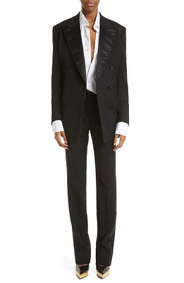 TOM FORD Skinny Fit Wool Grain de Poudre Tuxedo Pants Black at Nordstrom, Us