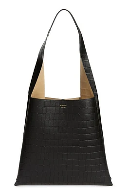 Ree Projects Nessa Soft Croc Embossed Leather Tote in Black at Nordstrom