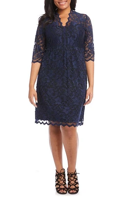 Karen Kane Scalloped Stretch Lace Dress Navy at Nordstrom,