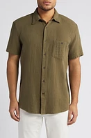 Treasure & Bond Cotton Gauze Short Sleeve Button-Up Shirt at Nordstrom,