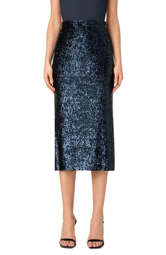 Akris Sequin Jersey Pencil Skirt 097-Navy at Nordstrom,