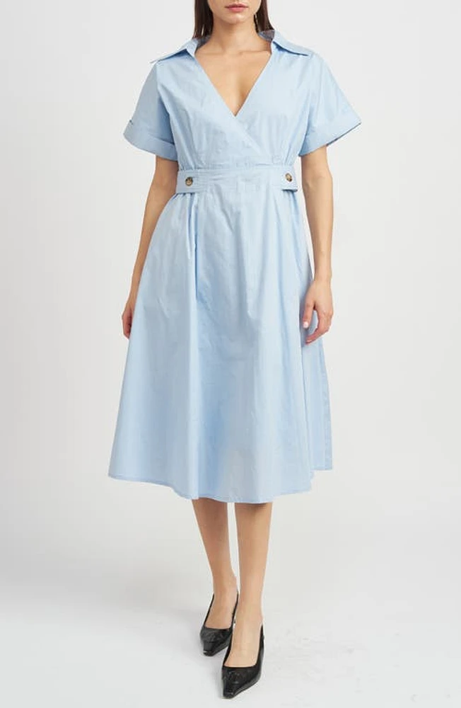 En Saison Lorena Collar Midi Dress Baby Blue at Nordstrom,