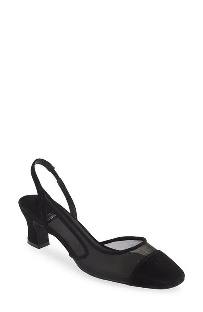 Jeffrey Campbell Thomnas Slingback Half d'Orsay Cap Toe Pump Black Suede Combo at Nordstrom,