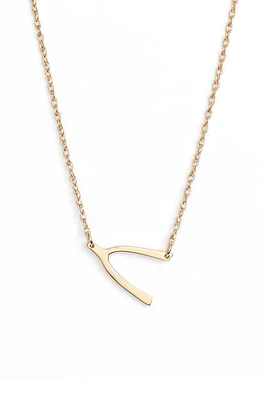 Jennifer Zeuner Lily Wishbone Necklace in Yellow Gold at Nordstrom