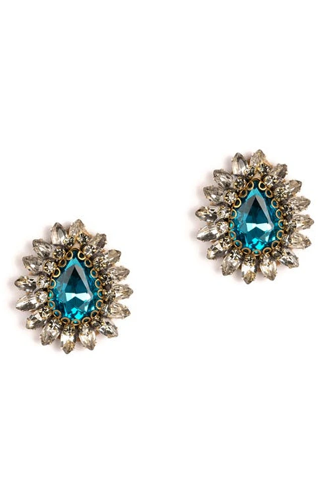 Deepa Gurnani Leesha Crystal Post Earrings in Turquoise at Nordstrom