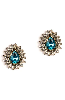 Deepa Gurnani Leesha Crystal Post Earrings in Turquoise at Nordstrom