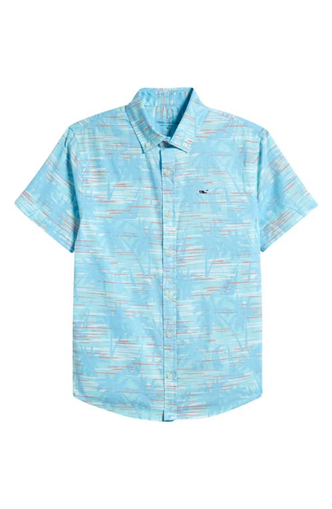 vineyard vines Kids' Bass in Waves Short Sleeve Button-Down Shirt in Island Paradise at Nordstrom, Size 2T