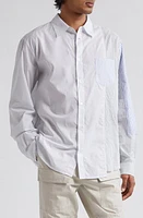 John Elliott Cloak Paneled Button-Up Shirt Blue X White at Nordstrom,