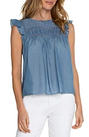 Liverpool Los Angeles Openwork Detail Flutter Sleeve Top Bridgeton Light at Nordstrom,