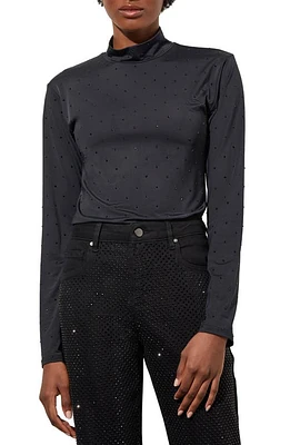 Ming Wang Crystal Detail Mock Neck Top Black at Nordstrom,