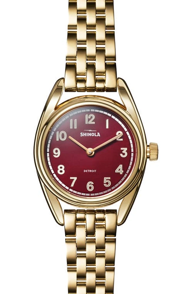 Shinola Derby Bracelet Watch, 30mm in Gold/Wine at Nordstrom