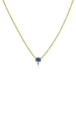 Meira T Sapphire & Diamond Pendant Necklace in Gold/Blue at Nordstrom, Size 18