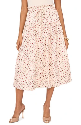 1.STATE Rose Print Midi Skirt New Ivory at Nordstrom,