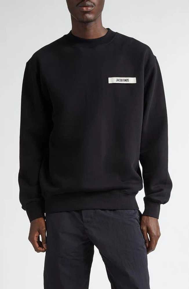 Jacquemus Le Sweatshirt Gros Grain Crewneck Black at Nordstrom,