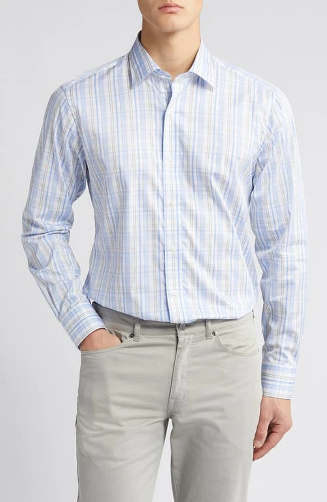 Peter Millar Viggo Plaid Button-Up Shirt Blue Frost at Nordstrom,