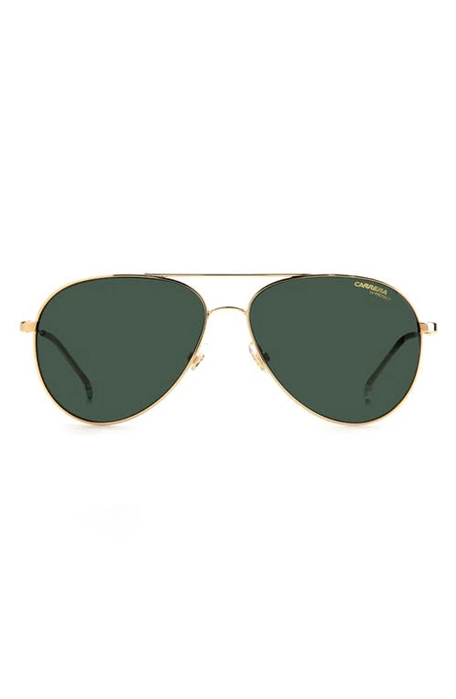 Carrera Eyewear 58mm Aviator Sunglasses in Gold /Green at Nordstrom