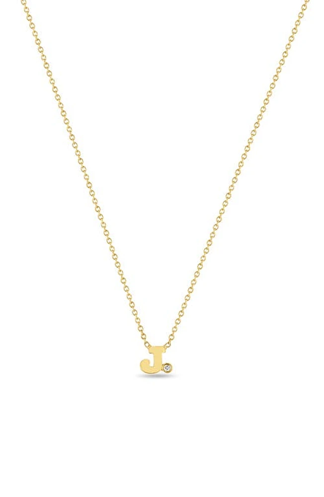 Zoë Chicco Diamond Initial Pendant Necklace in Yellow Gold-J at Nordstrom, Size 16